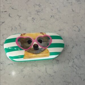 Striped Sunglasses Case with Dog Print